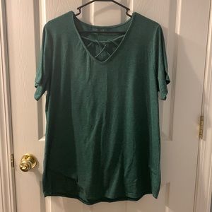 Forest green cross cross front top